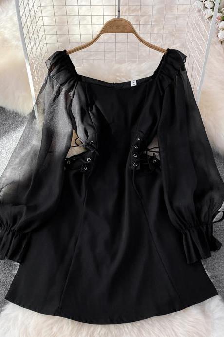 Black Long Sleeve Dress A Line Fashion Dress