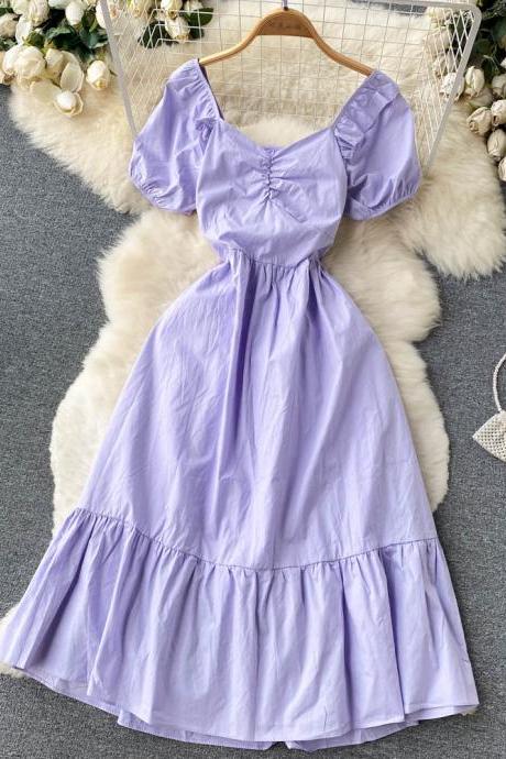 Purple A-line short dress fashion dress