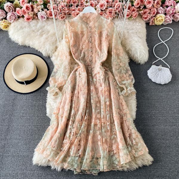Cute tulle lace long sleeve dress fahsion dress