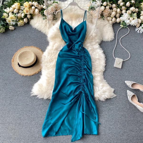 Simple satin long dress fashion dress