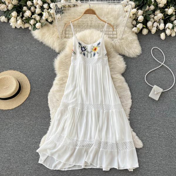 White lace A-line dress fashion dress