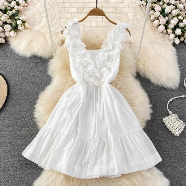White A-line short dress fashion dress