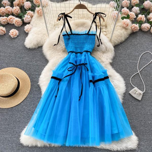 Cute Tulle Blue Short A Line Dress Fashion Dress