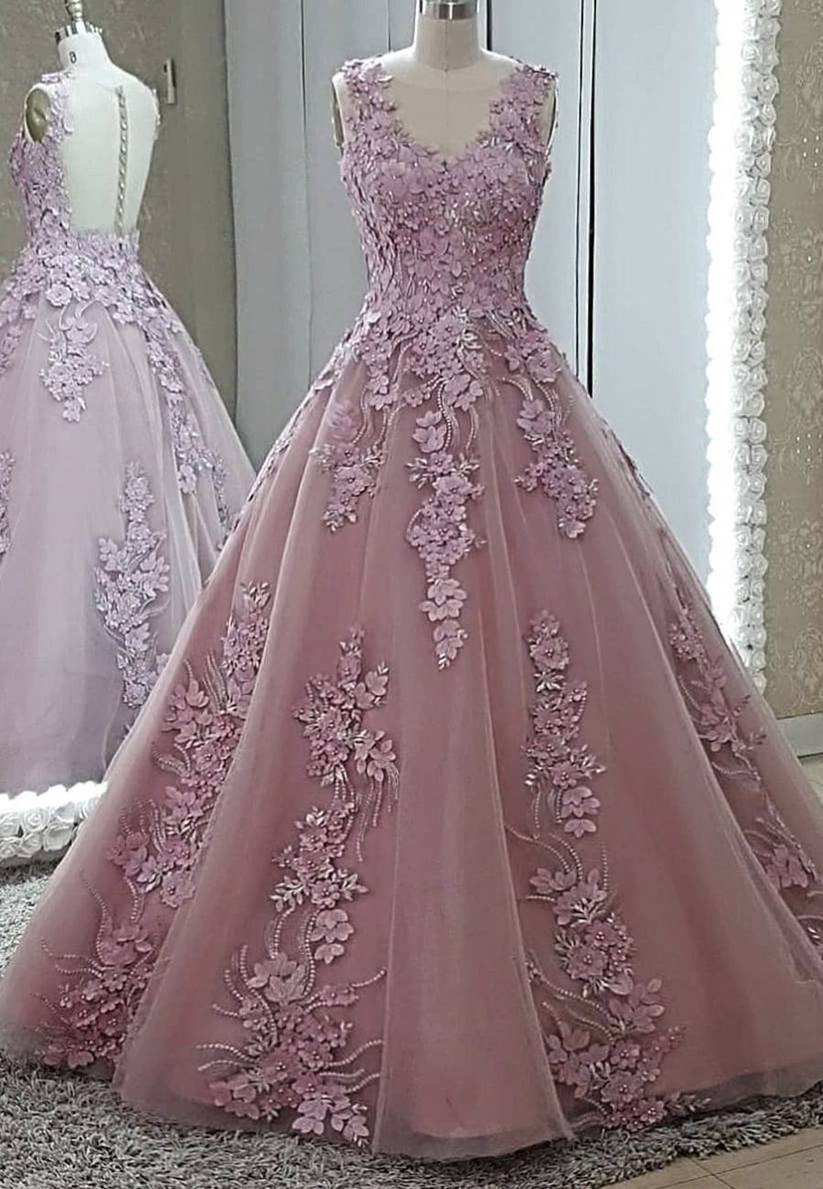 Pink Tulle Appliqué Prom Dress Evening Dress on Luulla