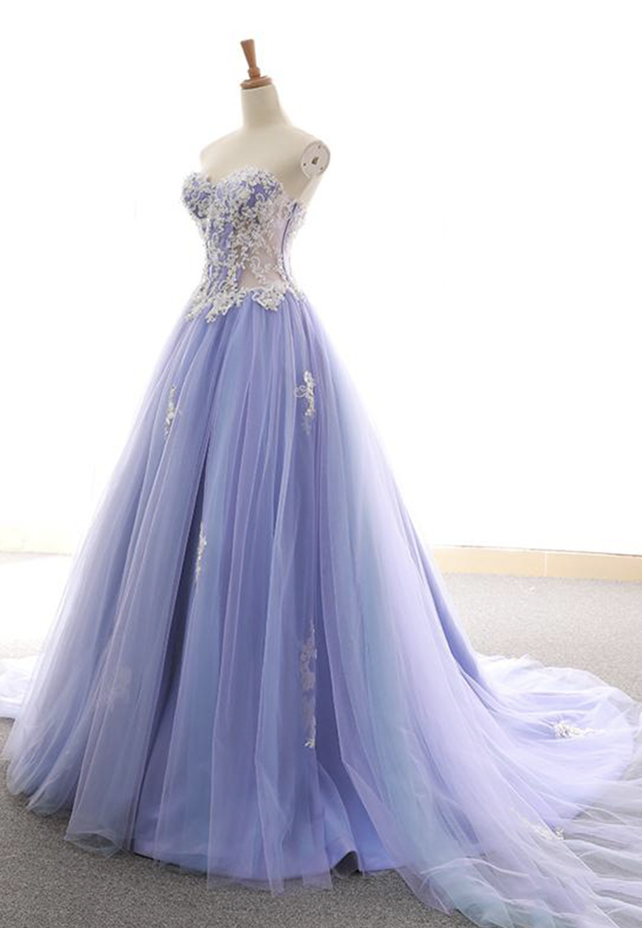 Purple Tulle Lace Long Prom Dress Evening Dress On Luulla