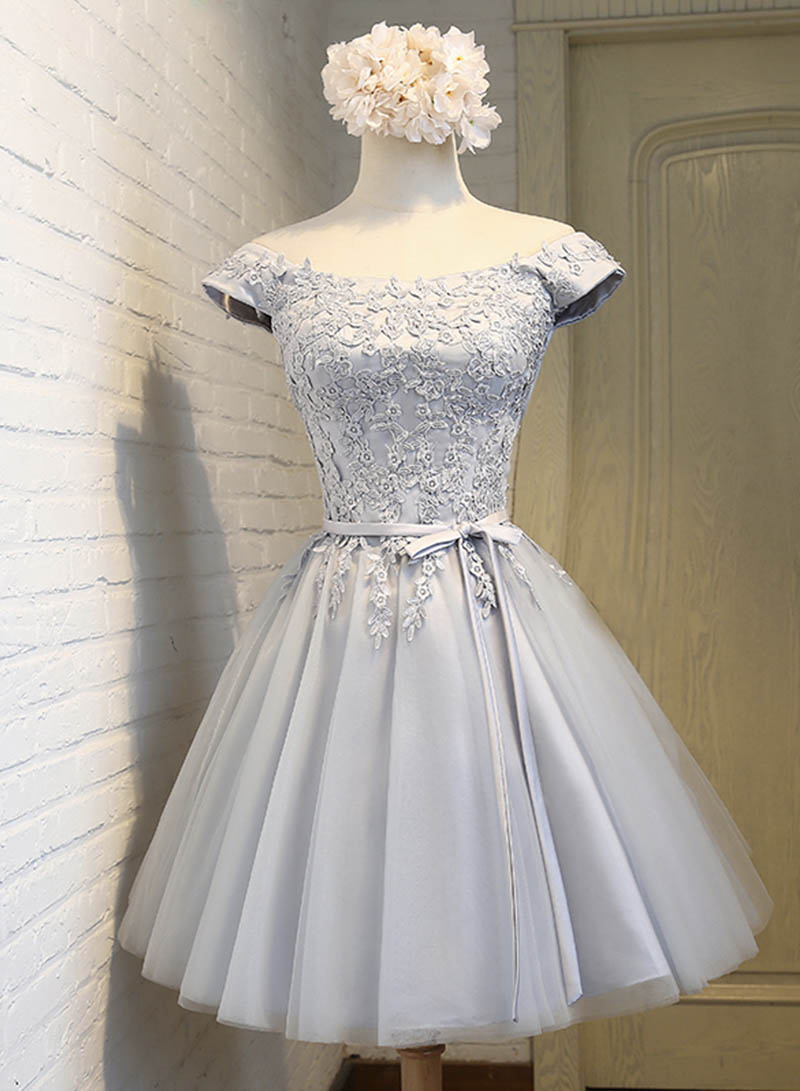 Gray Lace Short Prom Dress Homecoming Dress on Luulla