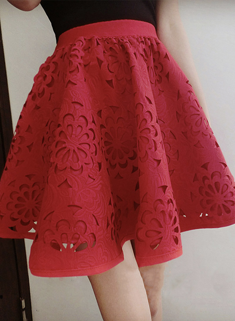Cute A Line Skirt Red/black Skirt on Luulla