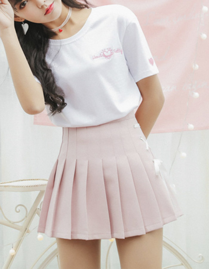 Cute Side Bow Pleated Skirt On Luulla