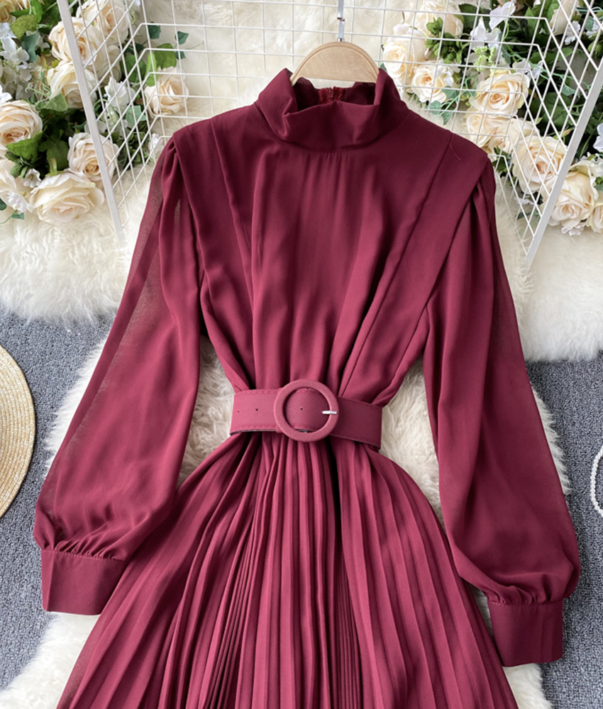 Elegant A-line Chiffon Dress with Diamond Neck Cape Fuchsia