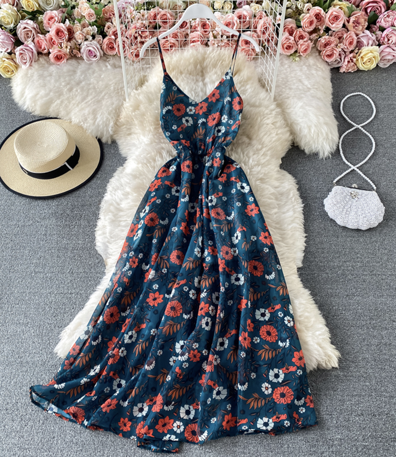 Cute A Line Floral Dress on Luulla