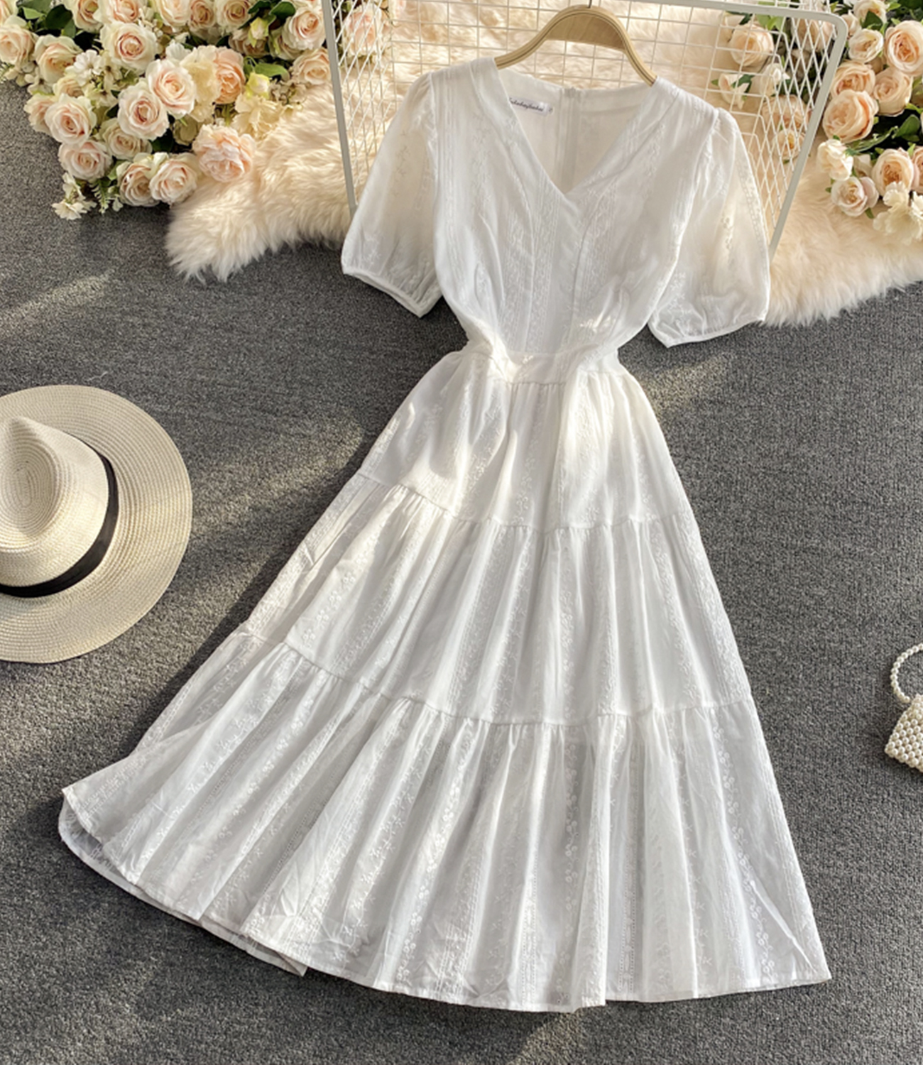 White A Line V Neck Dress Fashion Dress on Luulla