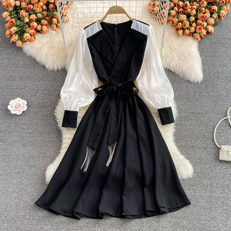 Black Loose A-Line Slim Long Dress main image 0