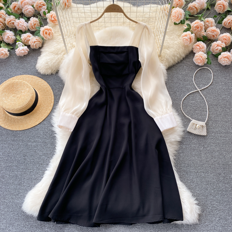 Black Loose A-Line Slim Long Dress